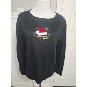 M&C Sportswear Black Long Sleeved Better Not Pout Christmas Shirt XL